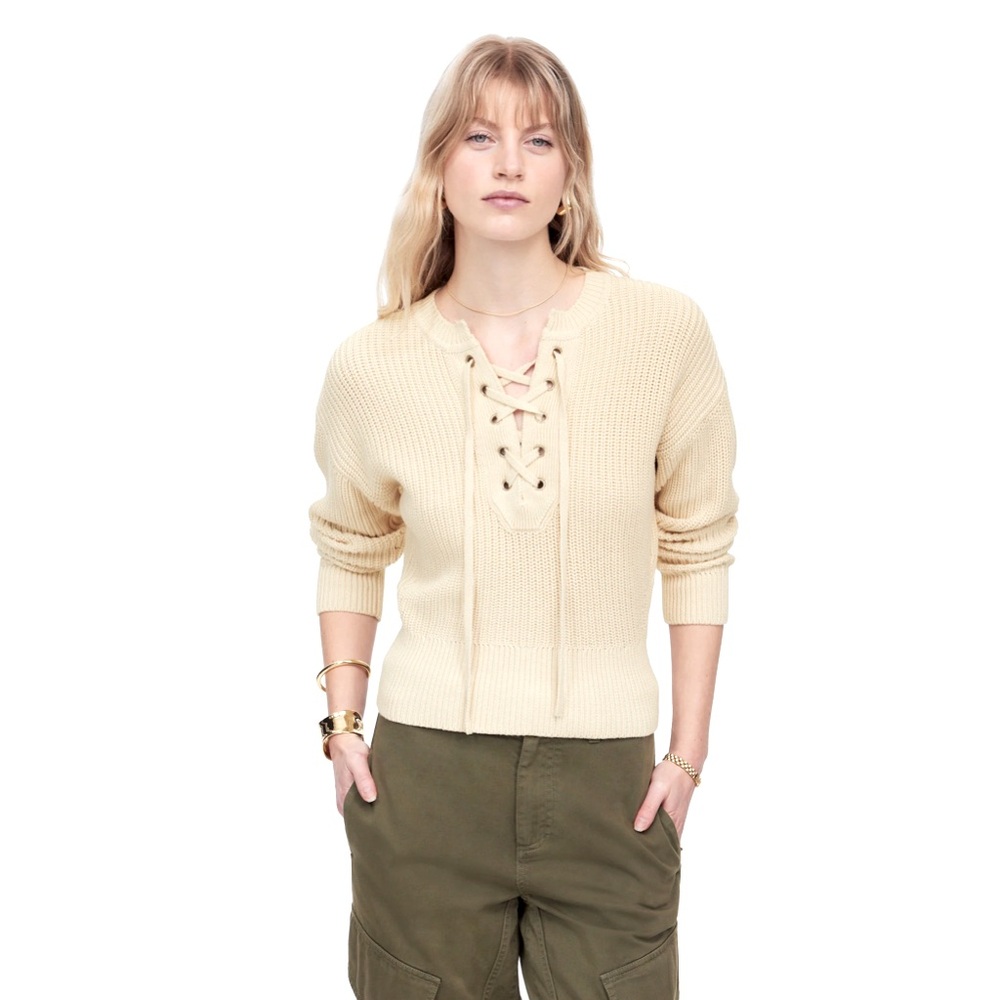 NWT Madewell Ribbed Lace-Up‎ Sweater